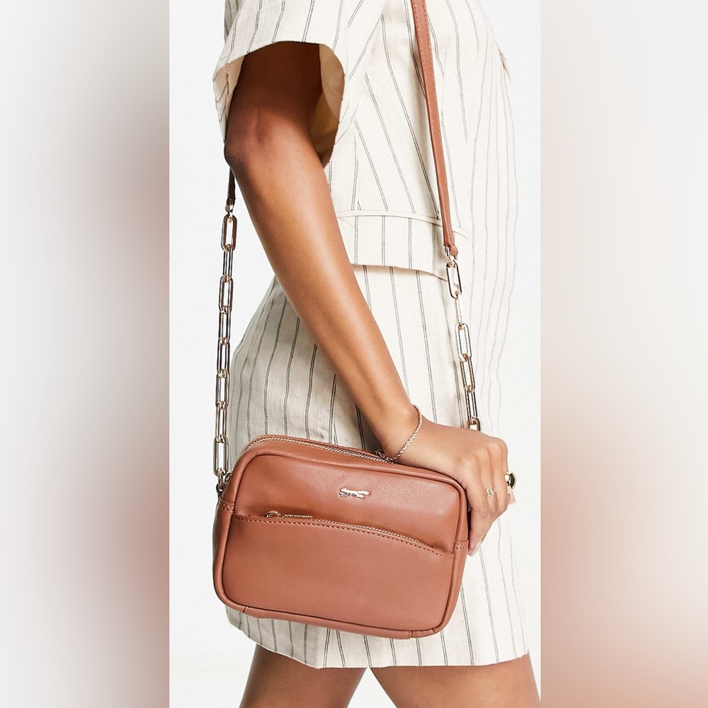 Paul Costelloe leather front pocket camera bag